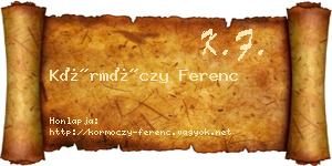 Körmöczy Ferenc névjegykártya